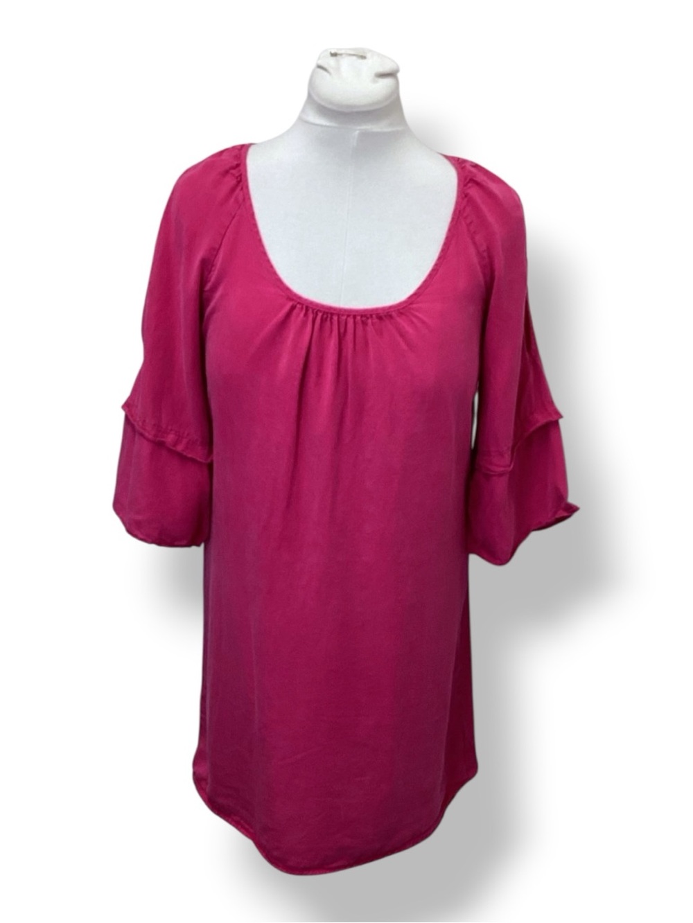 Glam Women’s Scoop Neck Cold Shoulder Tencel Tunic Dress VTG 90s Pink, size S